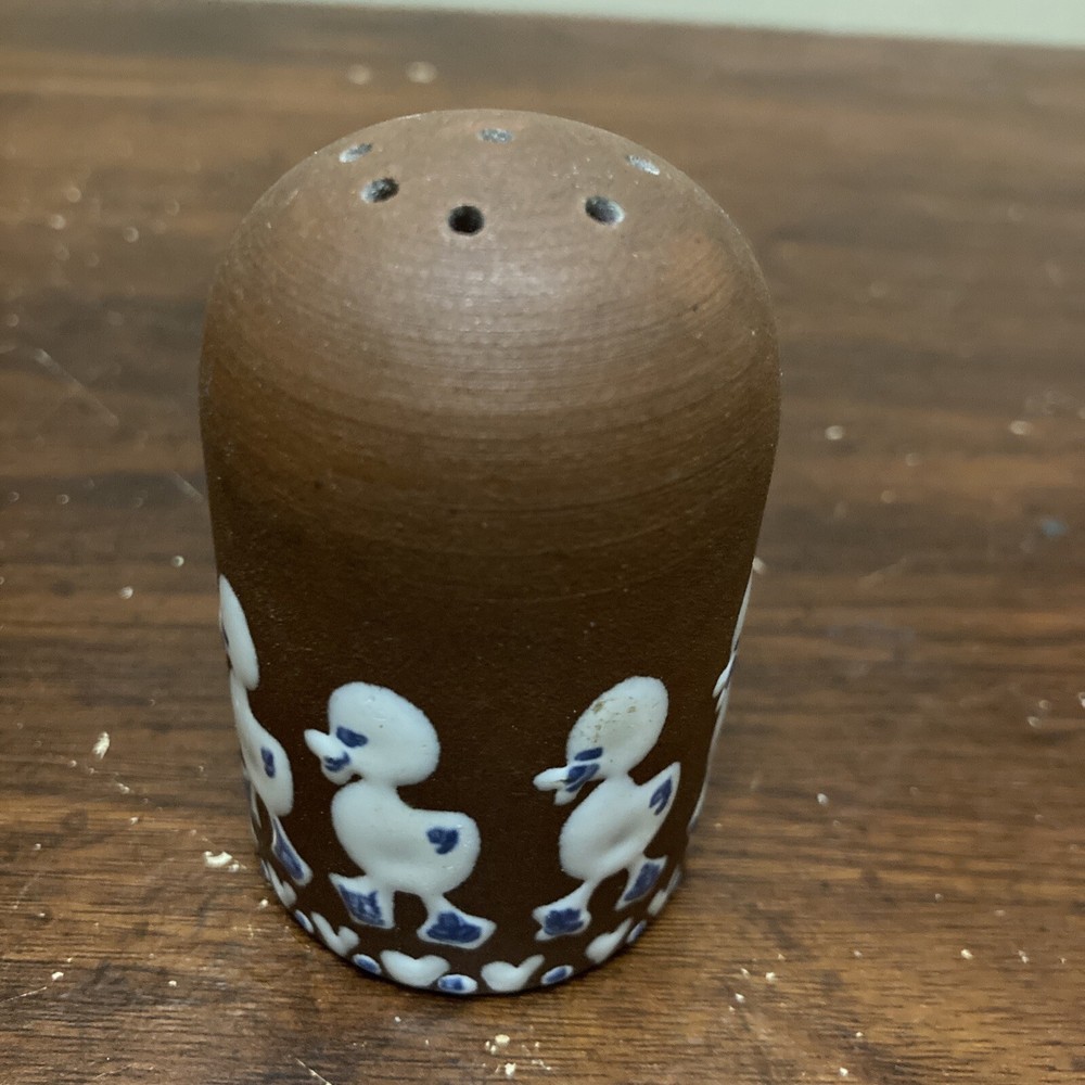 Ioska Denmark Salt & Pepper 2.75” Art Pottery Hand Enameled Ducks