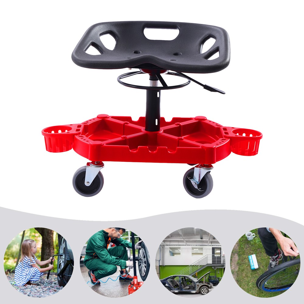 Adjustable Garage Shop Stool Rolling Work Stool Mechanic Work Seat With Casters