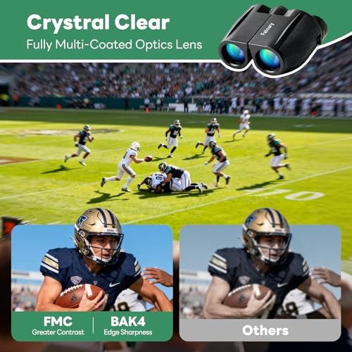 10x25 Compact Binoculars for Adults & Kids - High-Powered, Foldable,