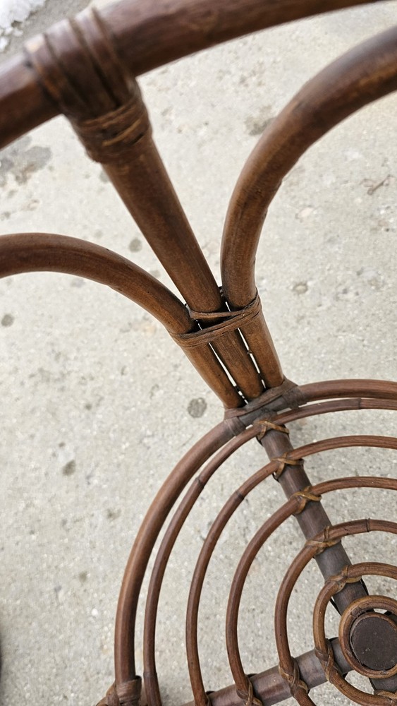 Vintage MCM Bamboo Table Wicker