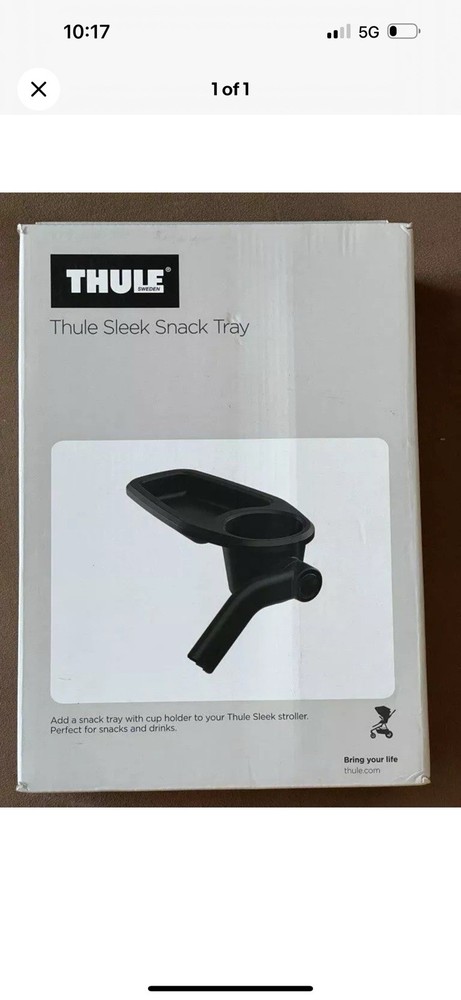 THULE Sleek Snack Tray & Cup Holder For Stroller Black New