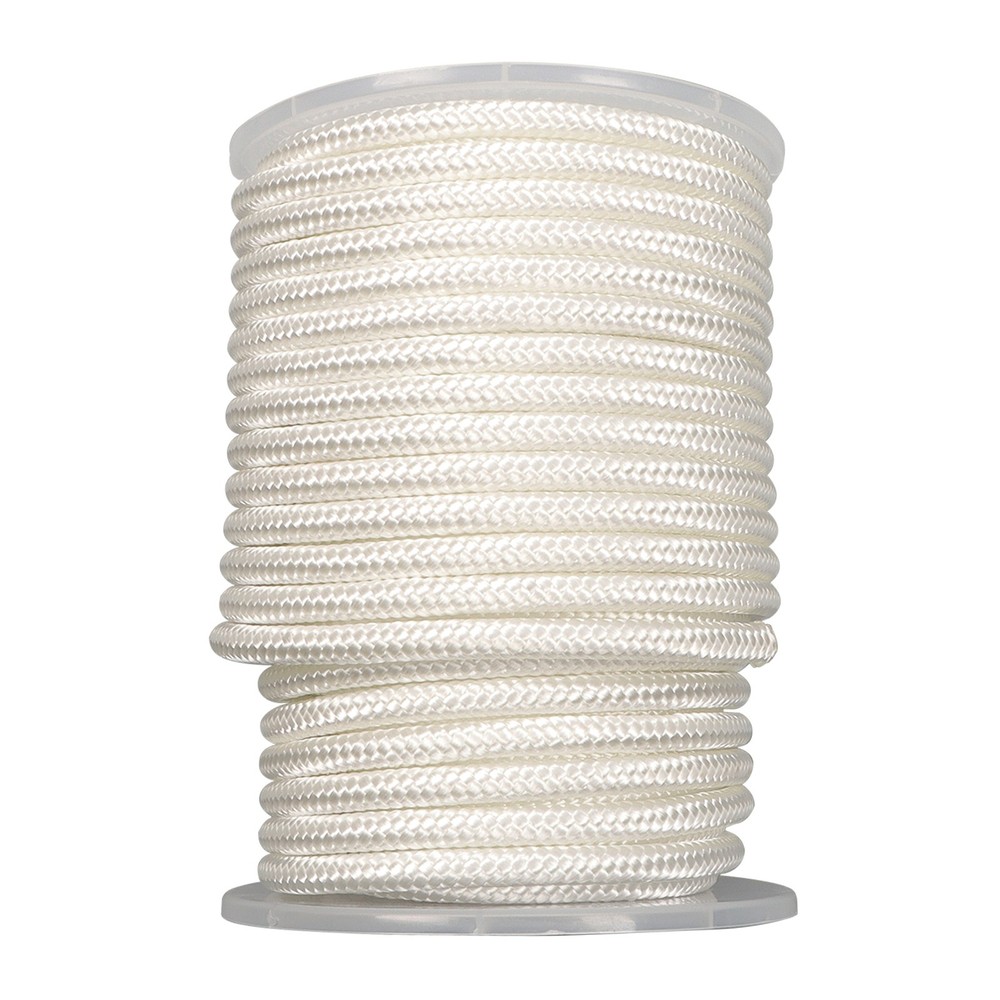 3/8 Inch White Nylon Rope 100 Foot Spool 100% Nylon Solid Braid Rope Dyeable
