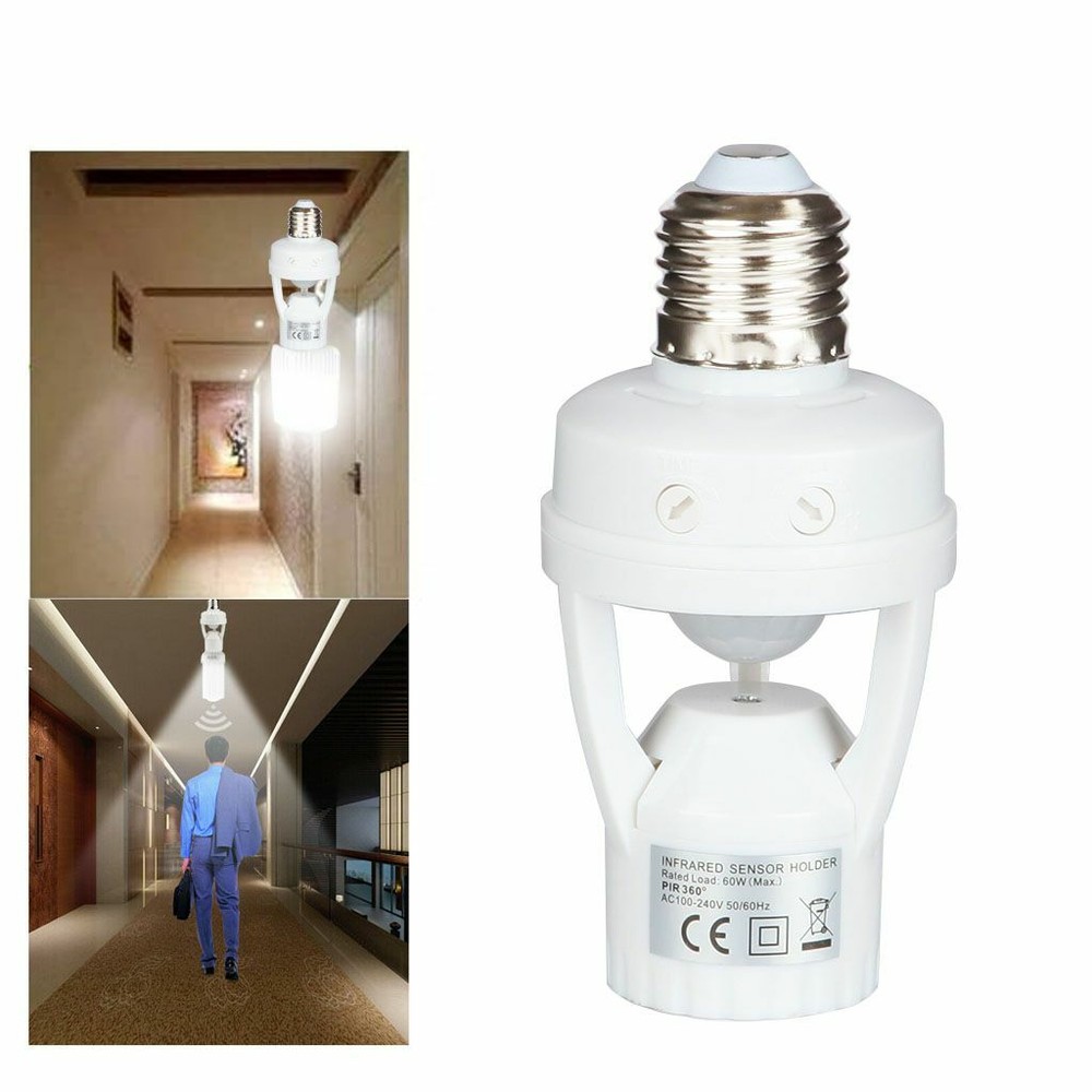 3 Pack E27 LED Light Lamp Bulb Holder Socket Switch Infrared PIR Motion Sensor