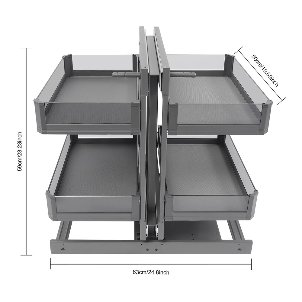 Blind Corner Pull Out Pantry Racks Left&Right Open Min Opening 14.57" W/4 Basket