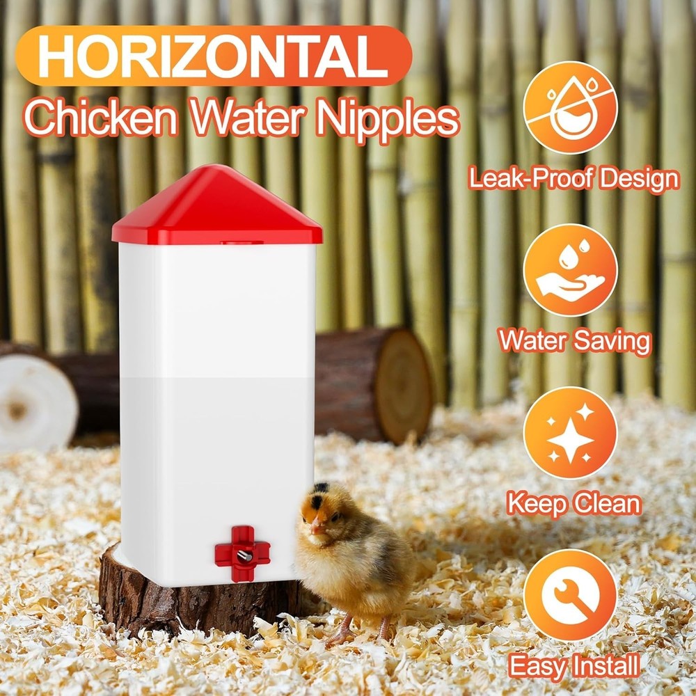 Chicken Water Nipples - 6 Pack Watering Solution for Poultry