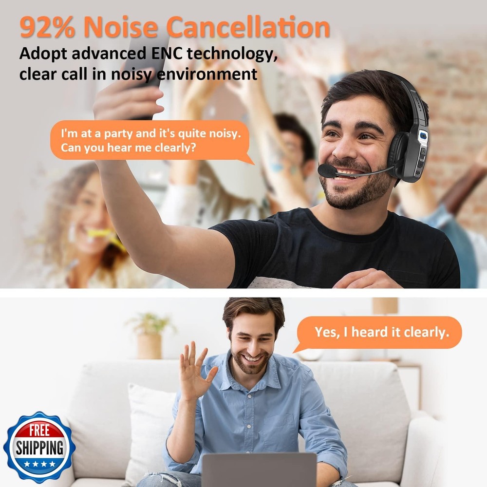 LEVN Bluetooth Headset with Microphone, Trucker Bluetooth Headset