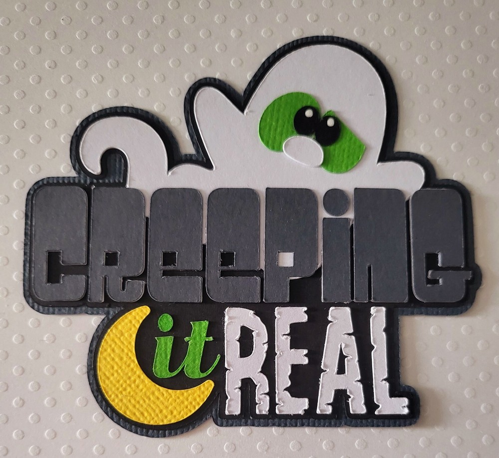 Creeping It Real  Title. Scrapbook, Card making Paper Piecing.