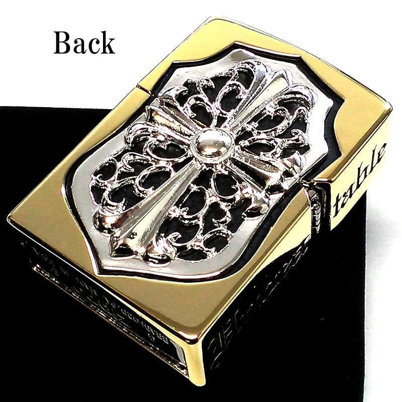 Zippo Heavy Model Shield Cross 5 Sided Design Gold & Silver Regular Lighter