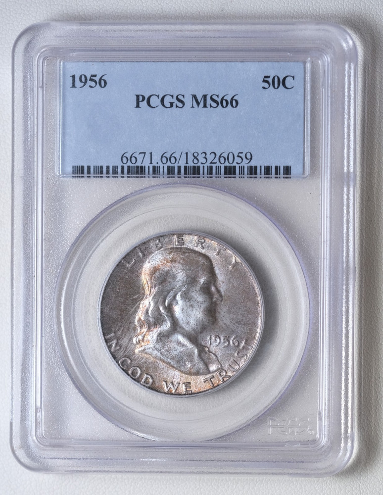 Toned 1956 Franklin Half Dollar PCGS MS66 "059"
