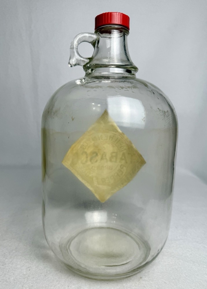 Vintage Tabasco Gallon Glass Jug, Original Label