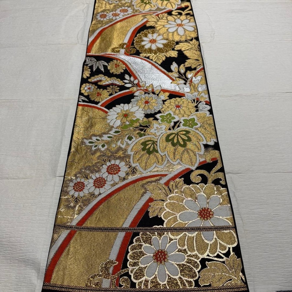 Antique bag obi large flower pattern