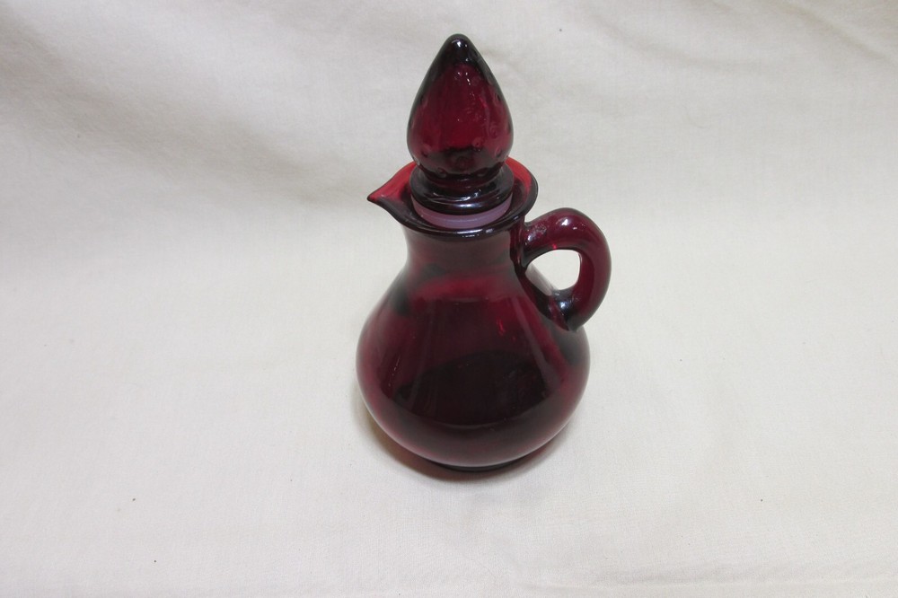 OLDER RUBY RED GLASS AVON CREAMER w/ STOPPER