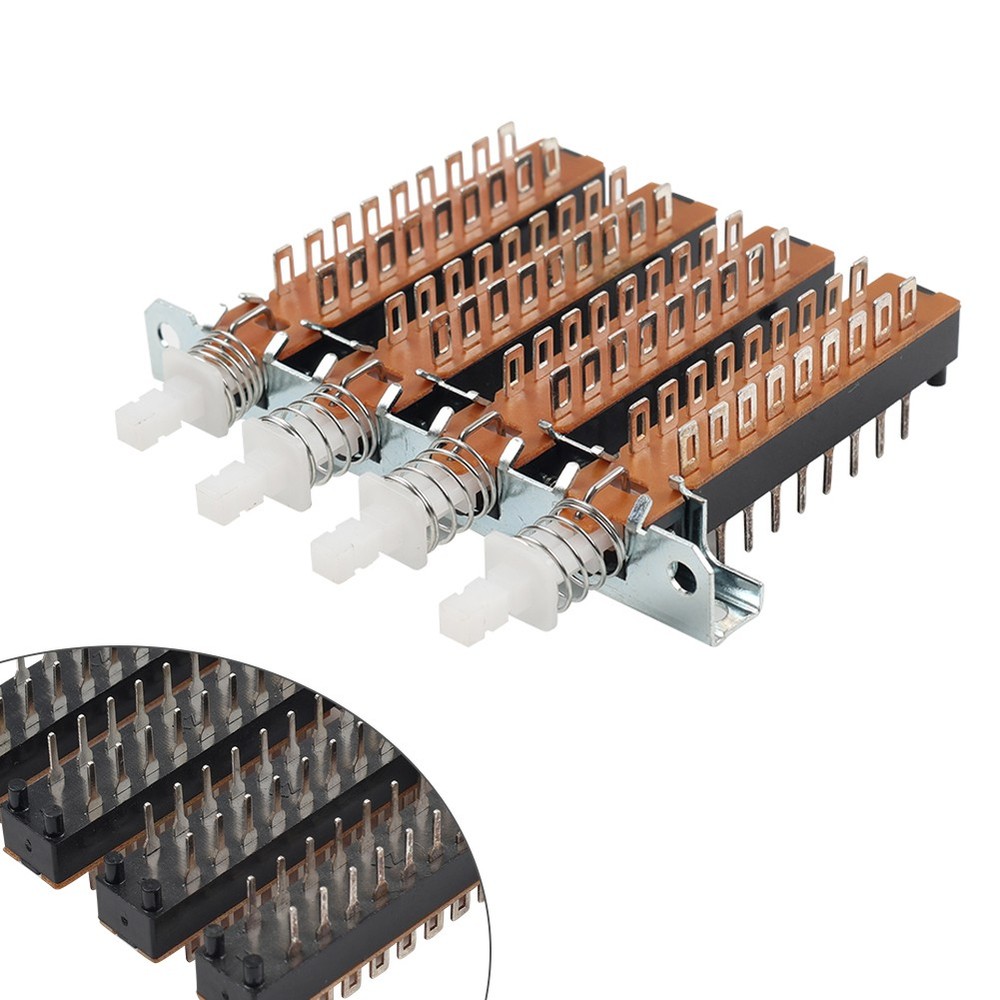 Interlock Push Button Switch Piano Type 18 Pin 4 Row