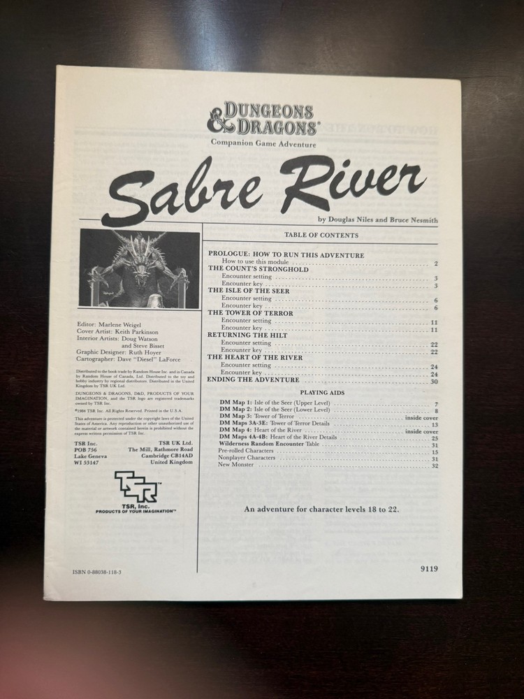 D&D TSR Adventure Module “Sabre River”