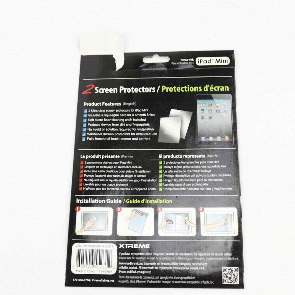 Xtreme 2 Pack Ultra Clear Screen Protectors for iPad Mini Guard Combo
