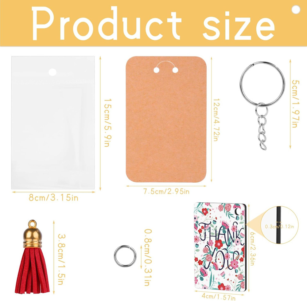 Sublimation Keychain Blanks Bulk, 180PCS Rectangle Sublimation Blanks, MDF Keych