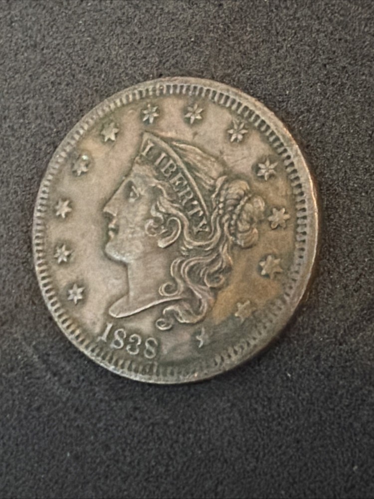 1838 coronet head large cent