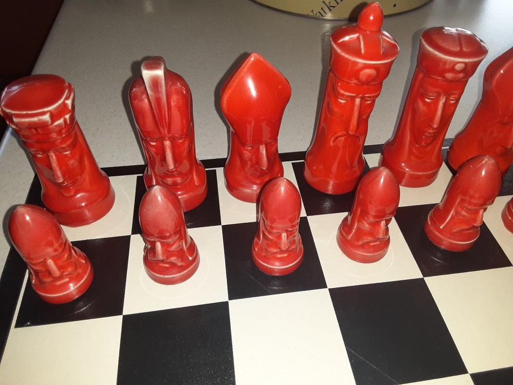 Peter Ganine Red And White Ceramic Chess Set