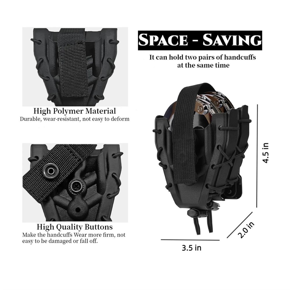 Double Handcuff Holster, Open Top Case, Law Plastic-Black-