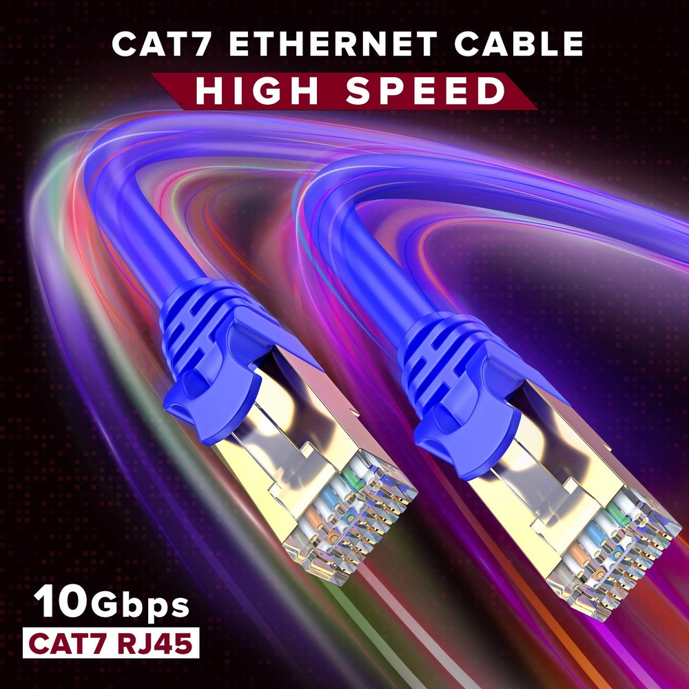 Cat 7 Ethernet Cable 100 ft - High-Speed Cat7 Internet & Network LAN Patch Ca...