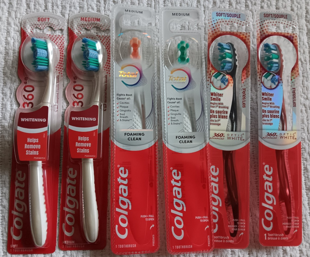 Colgate Toothbrush Lot Foaming Clean 360 Optic White Advanced Soft Medium #1025