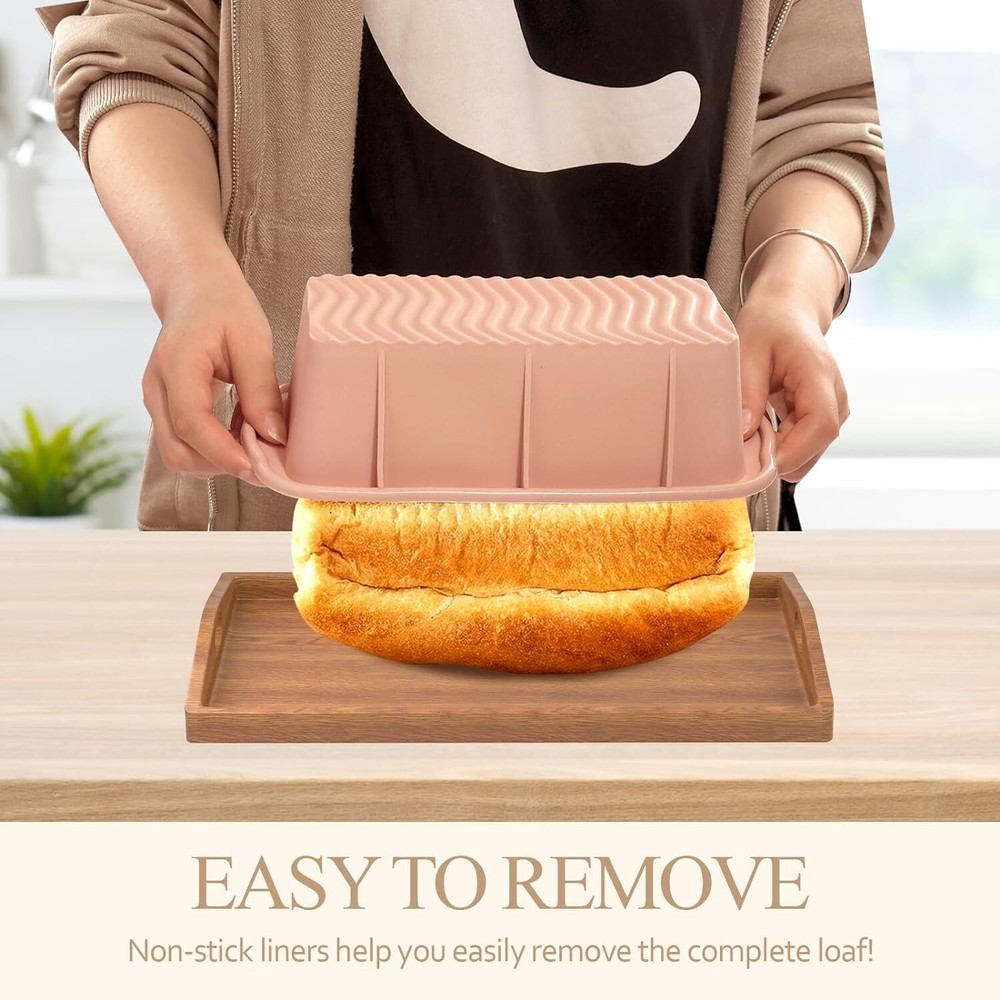 Silicone Bread Loaf Pan 2 PCS Rectangular Non-Stick Baking Mold Pans for Oven
