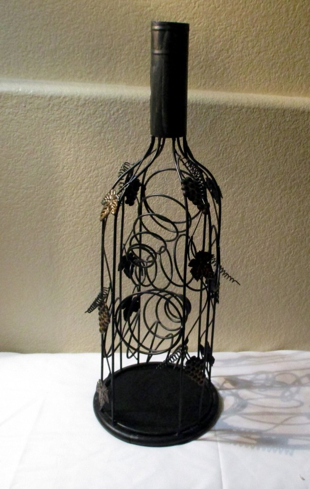 Bottle Shaped Metal Wine Rack 4 Bottle Display 24"