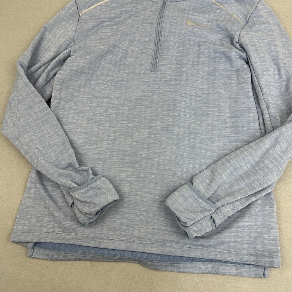 Nike Shirt Men Medium Blue Running 1/4 Zip Pullover Fleece Lining Reflective M