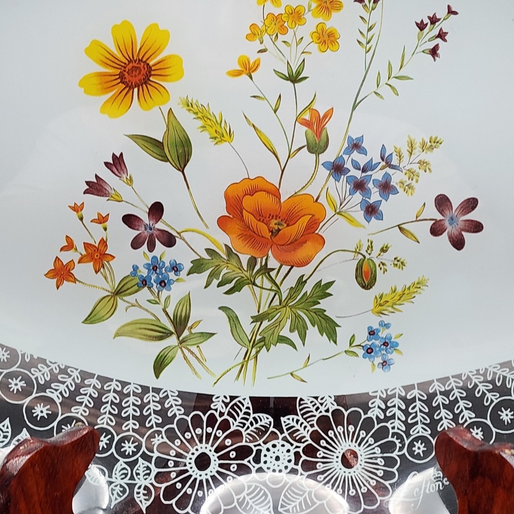 Vintage 1984 Lefton Glass Serving Platter by Simone Devoche 14"