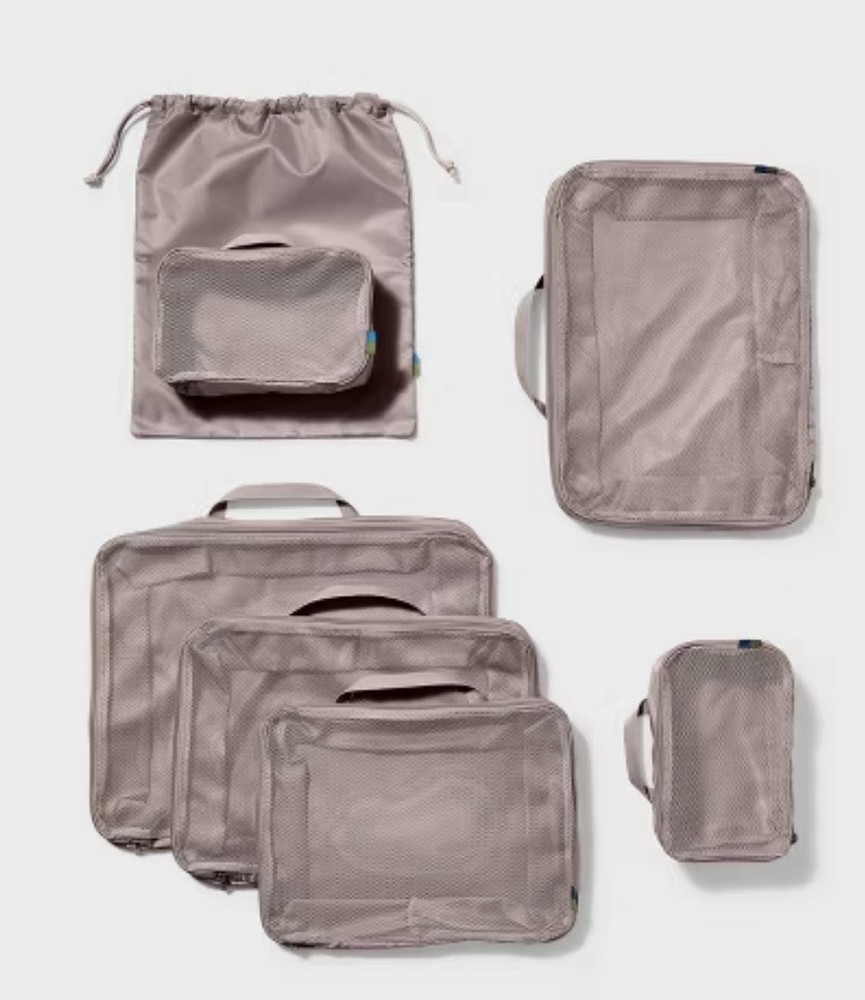 OPEN STORY 7-PIECE PACKING CUBE SET 100% RECYCLED POLYESTER CUBE - Grey