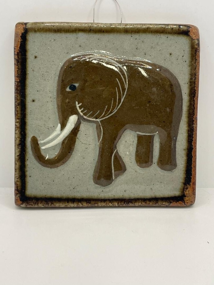 Mammoth Elephant Tile wall hanging Vintage 1980's