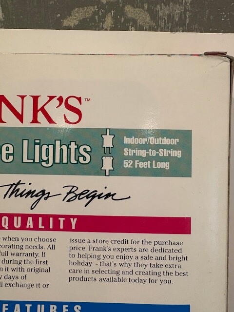 Vintage FRANK'S MINIATURE CHRISTMAS LIGHTS Tested