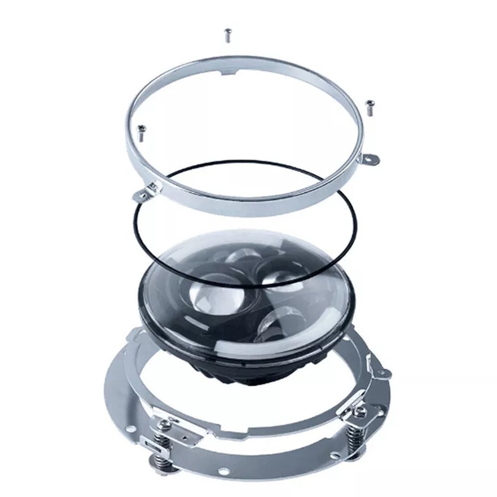 7inch Chrome Motorcycle Round LED Headlight Mounting Bracket Ring Holder Adapter