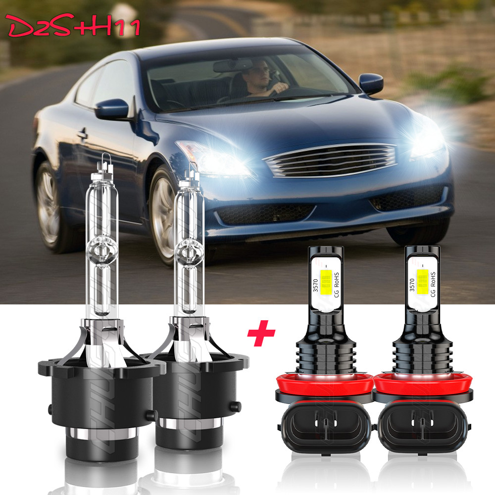 Fits Infiniti G37 2008-2013 6000K LED/HID Headlight High Low+Fog Light Bulbs Kit
