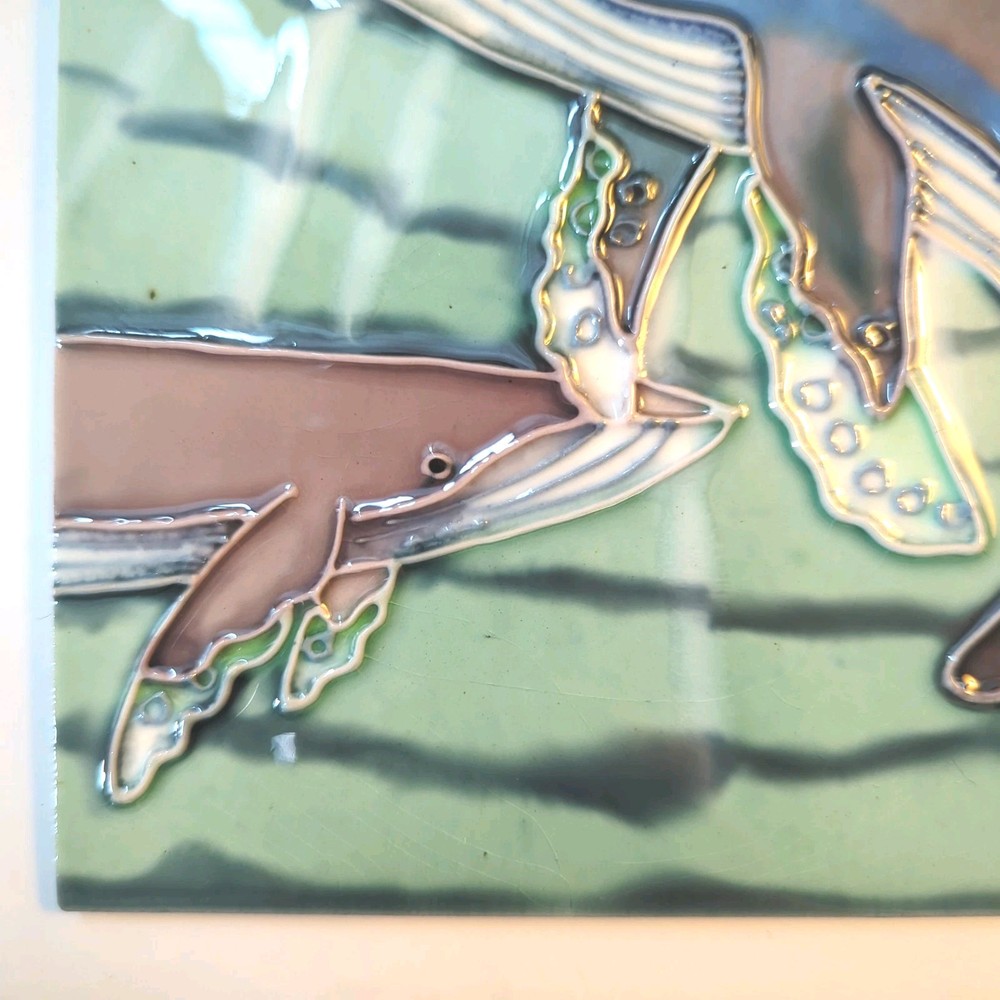 Two (2) Humpback Whale Ceramic Tiles 6” Square