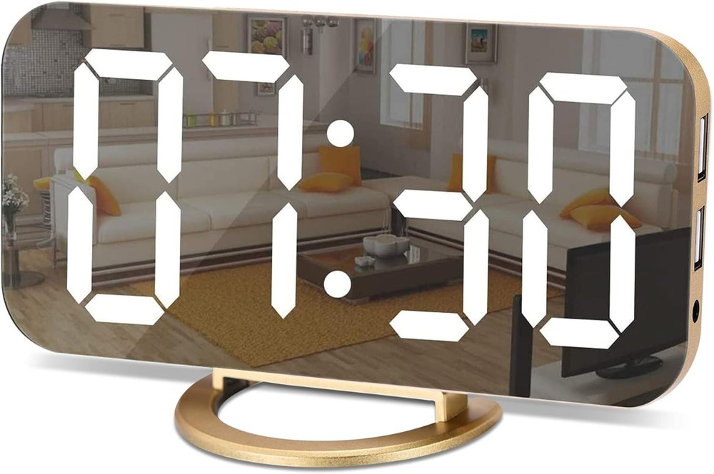 Digital Alarm Clock - Gold - Modern Style