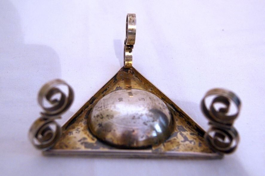 Antique triangular historism silver spice / salt bowl, est. ~ 1800 - 1850