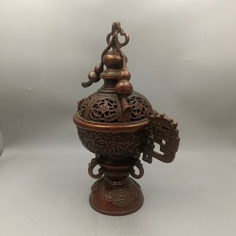 Ruyi Ear Gourd Covered Copper Incense Burner Collect