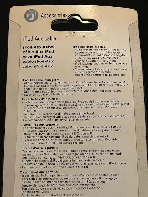 Blaupunkt iPod Aux Cable New In Package