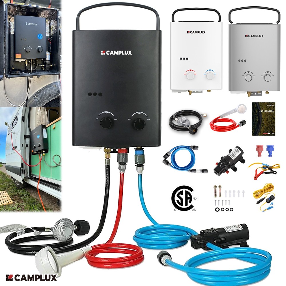 Camplux Outdoor Gas Water Heater Instant Hot Portable Shower Camping RV Pump Kit