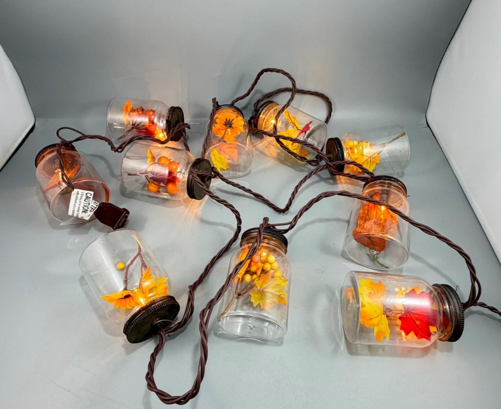 LED String Lights in Plastic Jars Autumn Fall Harvest Decoration