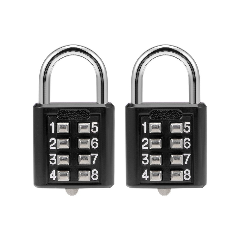 2PACK 8 Digit Combination Padlock Push Button Lock for Locker Cabinet Black