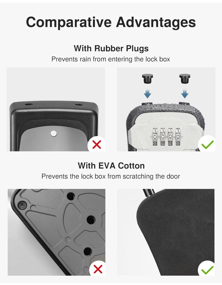 Lock Box, Key Lock Box Wall Mount & Portable Combination Lockbox with Resettable