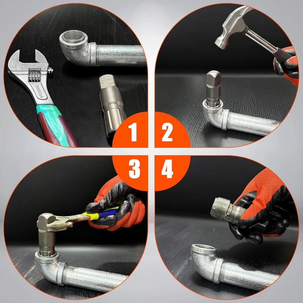 Pipe Extractor Set, Heavy Duty 6pcs Size-Marked Broken 6PCS, Black