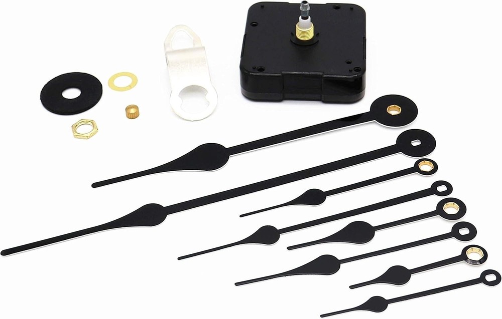 Elegant Black Quartz Clock Movement DIY Kit - Includes Hands & Hardware