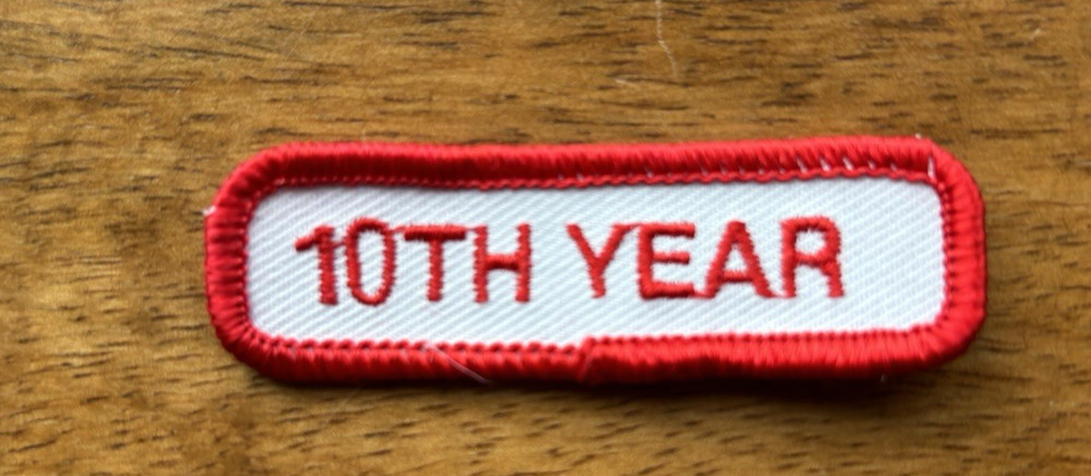 10TH YEAR  EMBROIDERED SEW ON PATCH