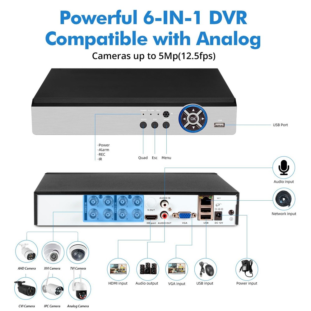 8CH DVR Security Video Camera Recorder Human Detection with 500GHDD Set