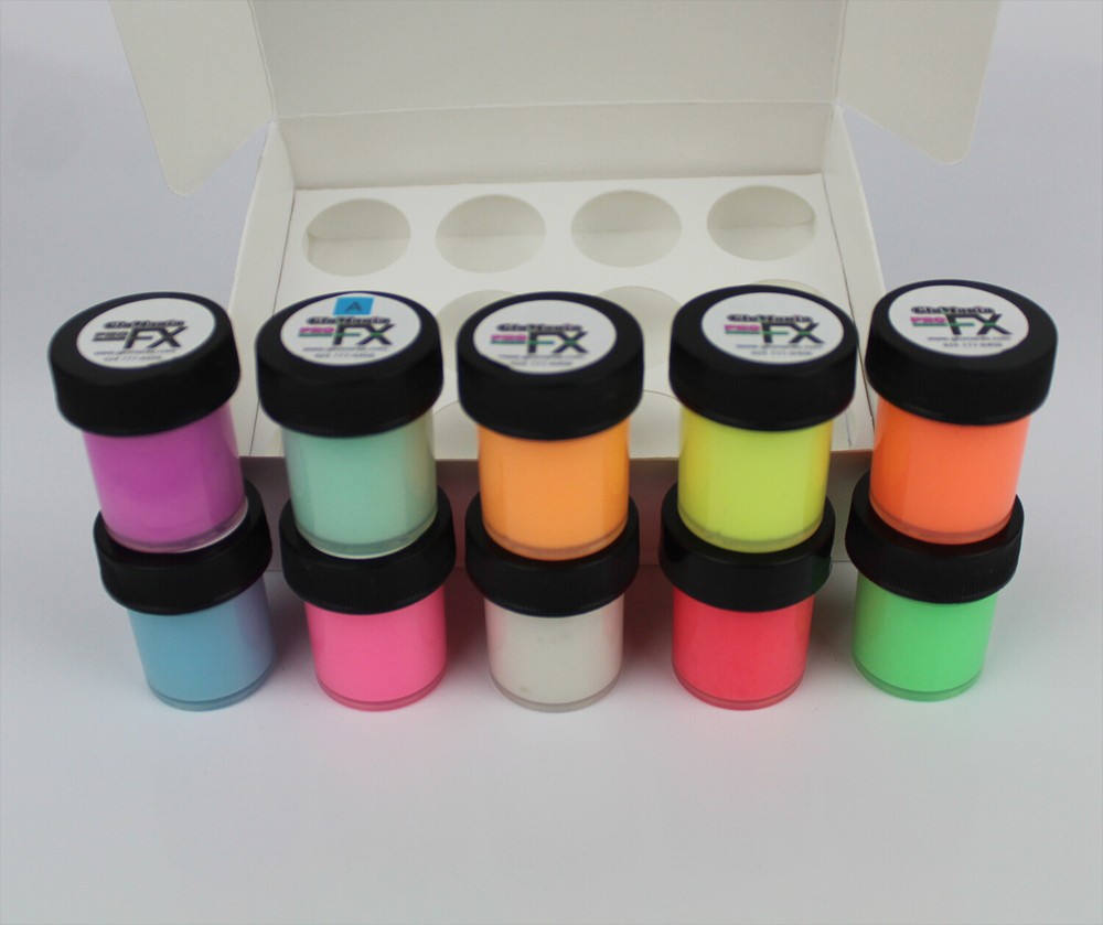 GLOW IN THE DARK DAY VISIBLE BLACKLIGHT PAINT FREE UV KEY RING 1oz PAINT MEDIUM