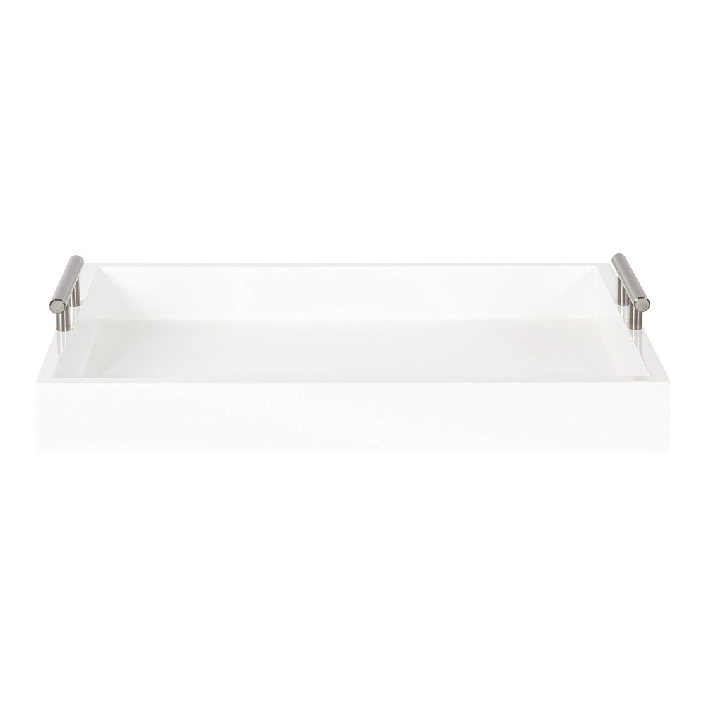 Lipton Modern Rectangular Tray, 16.5 x 12.25, White and Silver, Decorative Ac...