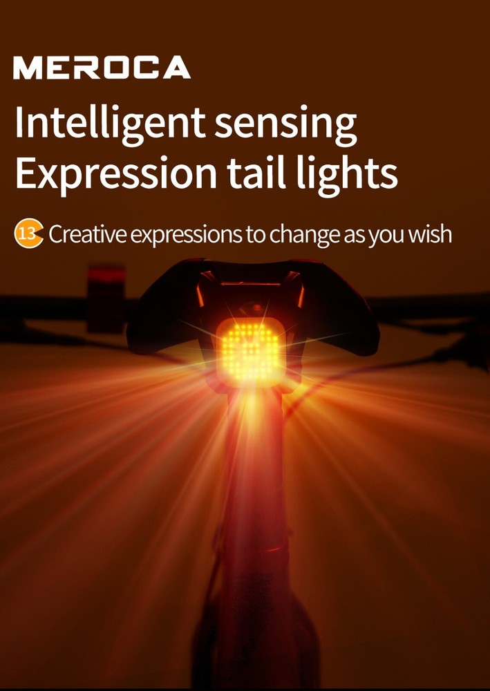 MEROCA Bicycle Brake Light Creative Expression 100 Lumen Smart Sensor for AirTag